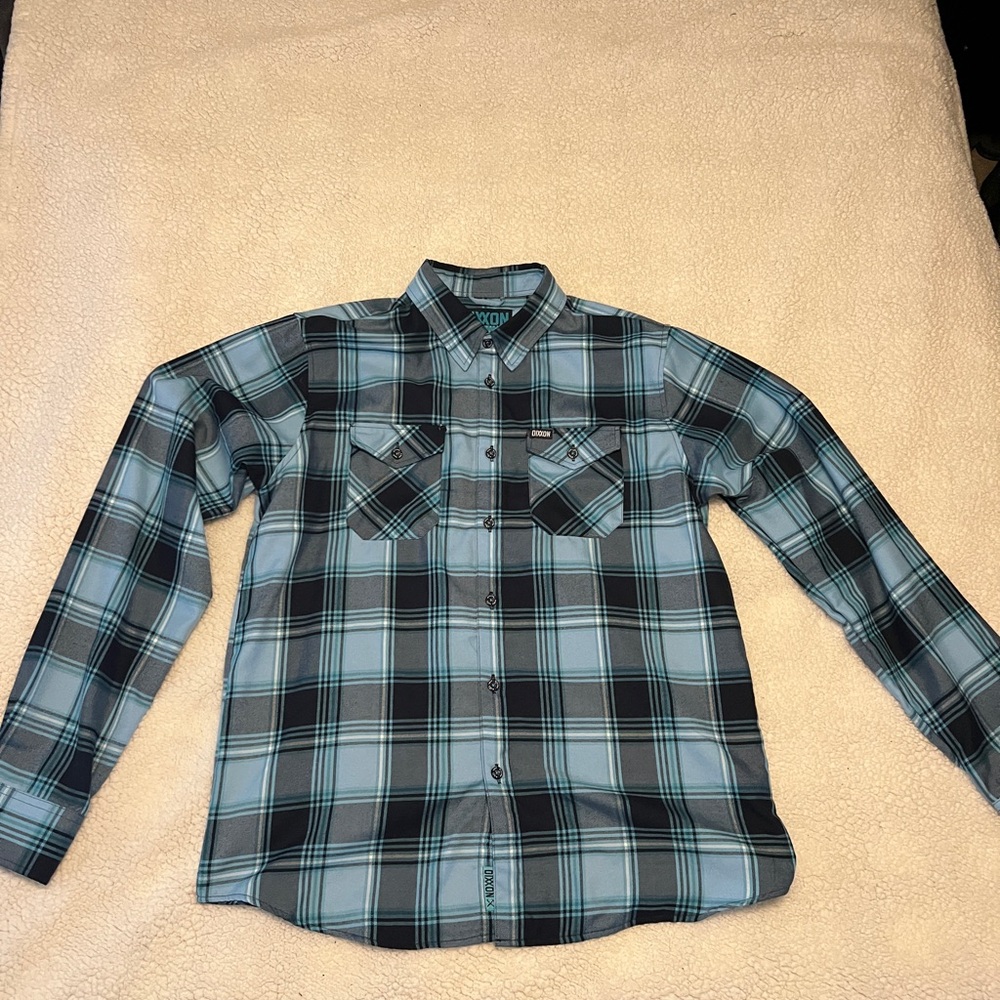 DIXXON FLANNEL AXLE CREW FOUNDATION Teal and Black Plaid Men's Shirt